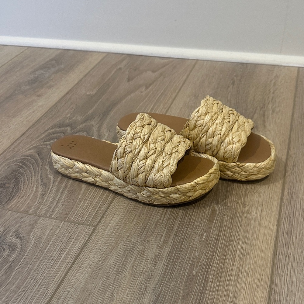a new day Cream Espadrille Slide Sandals